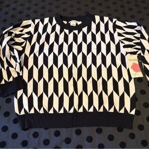 Charie Collette Black White Geometric Sweater NWT